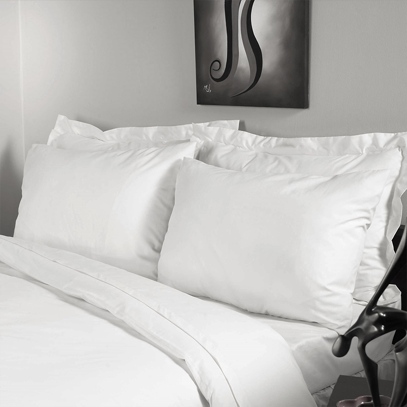 4pcs Otel Yatak Koleksiyonu Pamuk Beyaz 350TC Sade Sateen