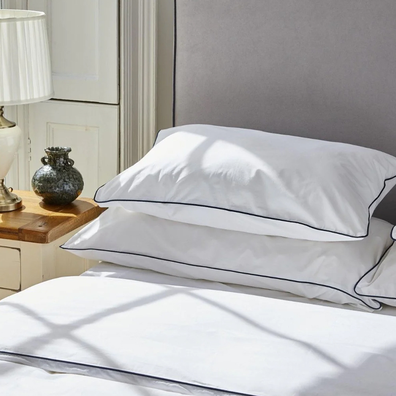 5 yıldızlı otel düz sateen beyaz boru yorgan kapağı seti
