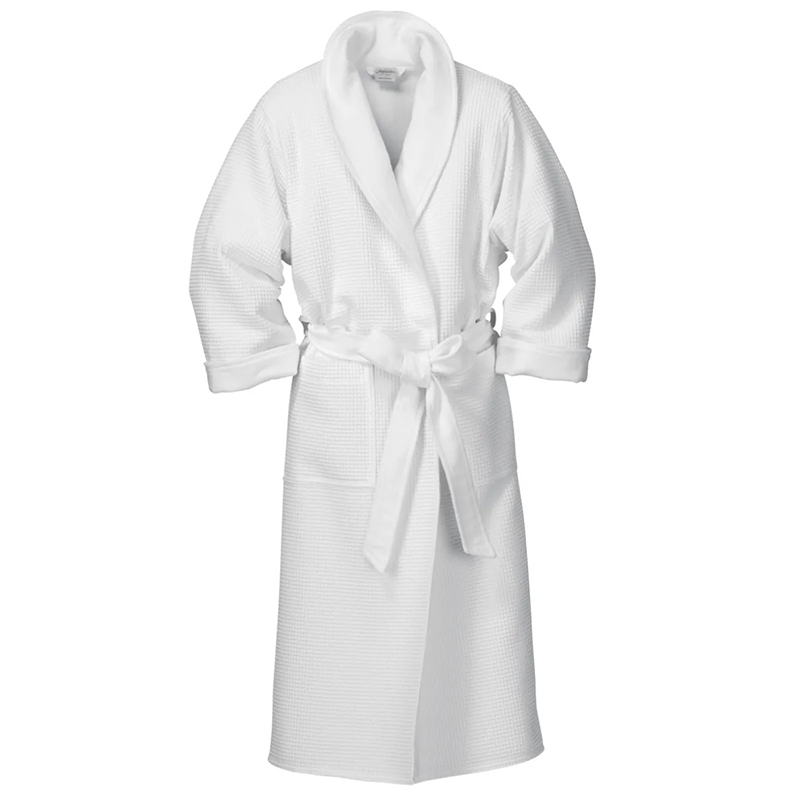 % 100 pamuklu beyaz 400gsm çift katman Terry Waffle Batrobe otel için