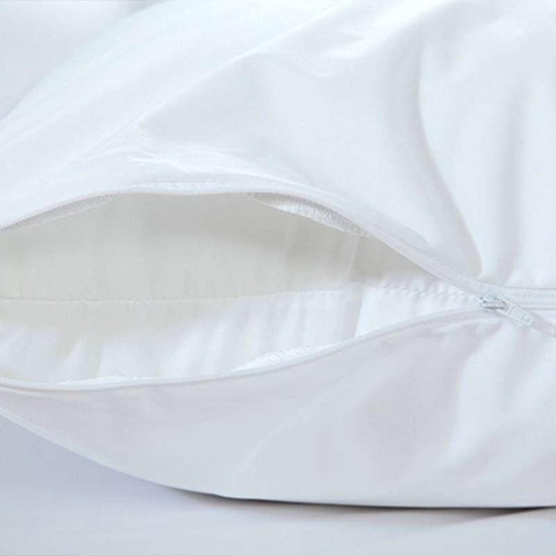 200TC Polycotton Sade Beyaz Zippered Yastık Protector Hotel